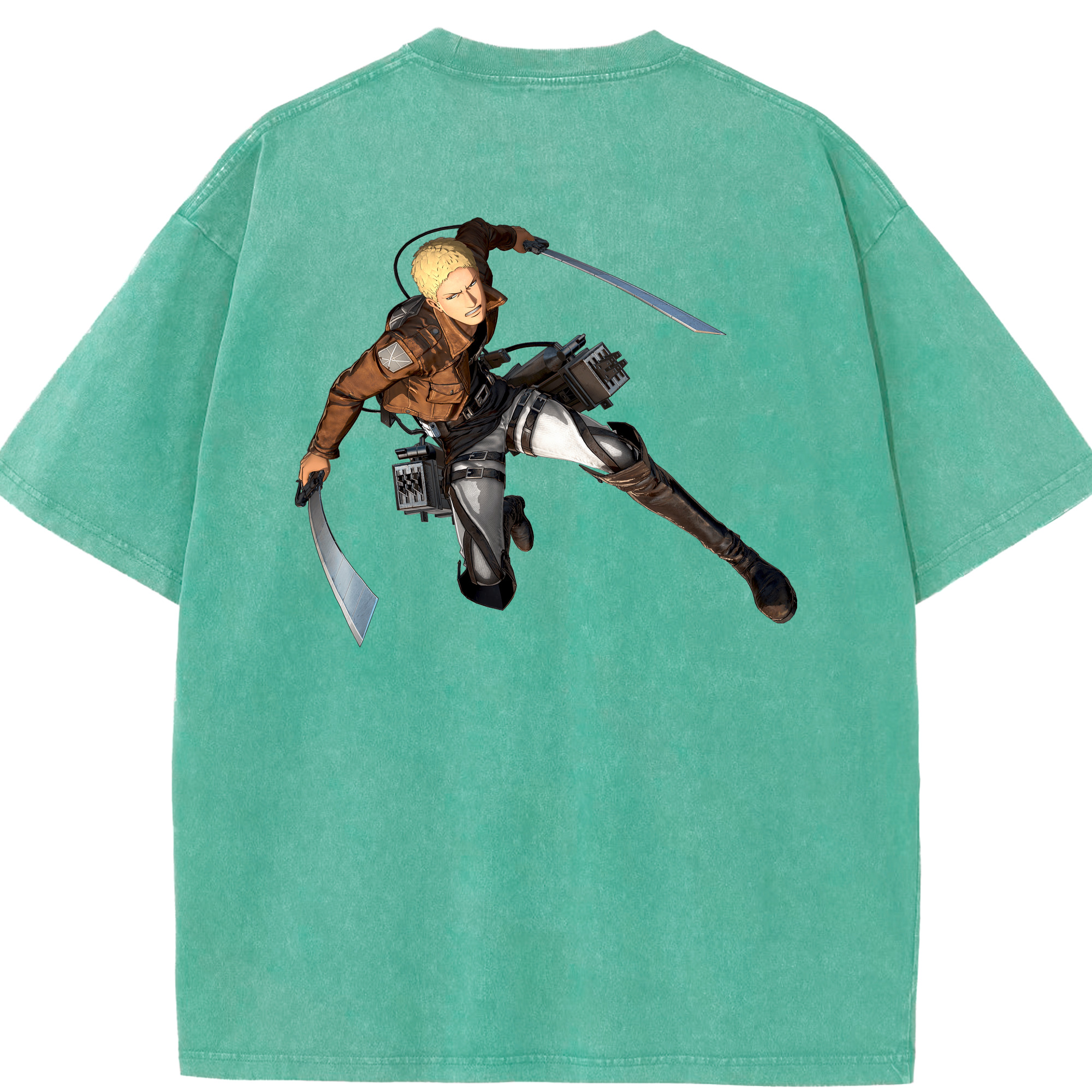 （画像用） 進撃の巨人 ライナー・ブラウン Attack on Titan Reiner Braun 綿100% ヴィンテージ風 半袖Tシャツ（背面プリント）